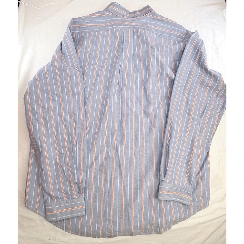 Ralph Lauren Mens XXL Classic Fit Striped Oxford Button Down Shirt Blue Red